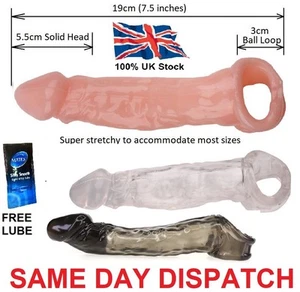 Reusable Penis Sleeve Enlarger Extender Extra 5.5 cm Condom Sex Toys for Men - Picture 1 of 15