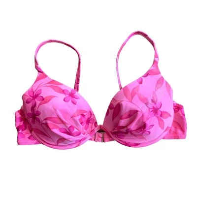 Sujetador Top Bikini Vintage Años 90 Y2K Aqua Couture Separados Rosa Brillante Floral Foto 1 de 4