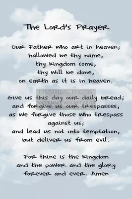 THE LORD'S PRAYER JESUS CHRIST BIBLE VERSE CHRISTIAN 4X6 PHOTO - Image 1 of 4
