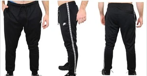 Nike Joggers Men’s Size Large Repeat Tape Pants Tapered Sportswear Elastic Waist - Picture 1 of 10