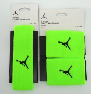 Nike Jordan Headband & Wristbands Set Men's Electric Green/Black - Picture 1 of 3