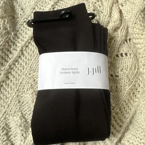 J. Jill Black Fleece Lined Footless Tights Large WARM NEW MSRP $25 Free Shipping - Picture 1 of 3