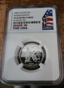 2000 s silver proof Massachusetts statehood quarter NGC PF 69 Ultra Cameo - Picture 1 of 2