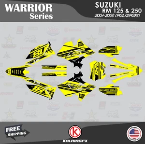 Graphics Kit for SUZUKI RM125 250 2001-08 POLISPORT RESTYLE Warrior-Yellow - Picture 1 of 6
