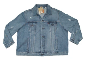 98 $ LEVI'S TRUCKER JACKE VINTAGE RELAXED DISTRESSED STONEWASH BLAU DENIM 3XL - Bild 1 von 10