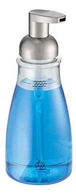 Dispensador básico de jabón espumoso, capacidad de 14 oz, plástico, transparente, níquel cepillado Foto 1 de 3