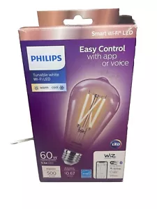 Philips Light Bulb 60w Smart Tunable WiFi LED 1-Pack ST19 Filament E26 Base - Picture 1 of 4