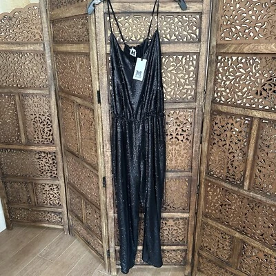 NUEVO CON ETIQUETAS M Missoni Mono Negro Lentejuelas Reg $755 Foto 1 de 4