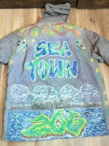 Vtg Dickies Hooded Work Jacket XL Full Zip Snap Button Mens Hand Painted Seattle - Picture 1 of 11