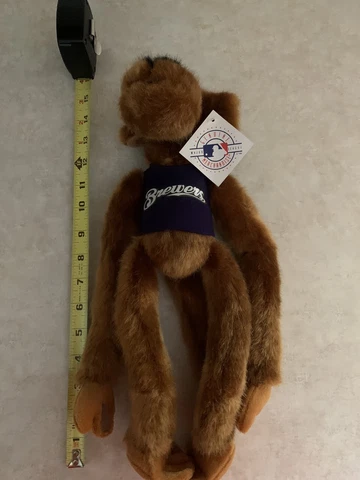 MLB Milwaukee Brewers Brown Puppy Dog Hanging Plush  Blue Shirt Hat Baseball Cover