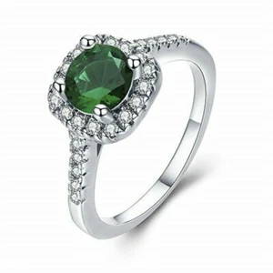 Elegant fashion women silver green zircon CZ Wedding Jewelry Bridal Ring Size 6 - Picture 1 of 1
