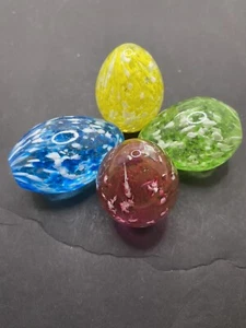 Easter Eggs Four Hand Blown Glass Colorful - Picture 1 of 10
