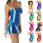 Fashion forward Women's Patent Leather Wet Look Tube Dress for Nightclub