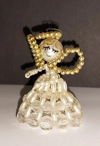 Pin de seguridad con cuentas de Navidad de colección adorno de ángel con cara pintada de vidrio mercurio - Imagen 1 de 8