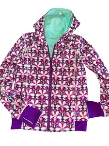 IVIVVA BY LULULEMON GIRLS FUN PRINT SCUBA FULL ZIP REVERSIBLE GIRLS SZ 8 - Picture 1 of 3