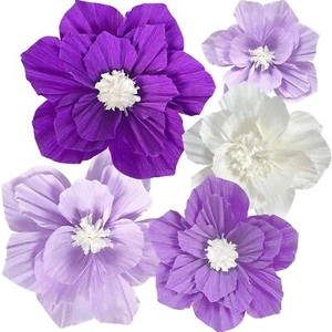 Purple Paper Flowers Artificial 3d Wall Dcor Wedding Birthday Bridal Baby Shower - Picture 1 of 7