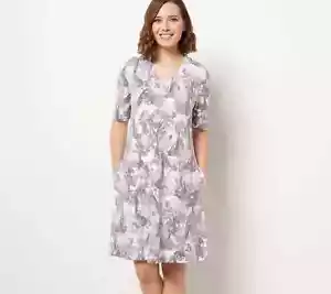 Isaac Mizrahi Live! Damen XXS VNeck Swing Kleid Ellenbogenärmel Neutral 2XS A484511 - Bild 1 von 7