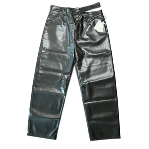 Agolde Recycled Leather Broken Waistband Pant Womens Size 31 in Detox Black - Bild 1 von 12