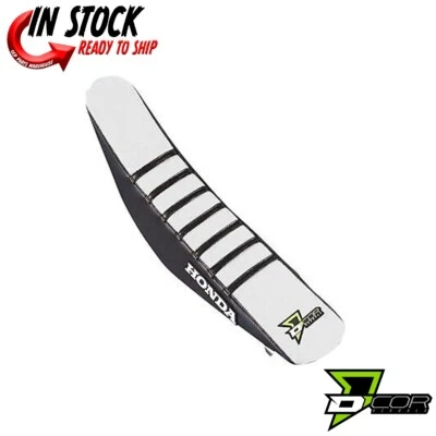 Capa de assento D'COR preta/branca/preta Honda CRF250R 14-17 CRF450R 13-16 - Imagem 1 de 3