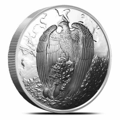 NORDIC CREATURE SERIES " THE GREAT EAGLE " 5 OZ SILVER  PROOF " LOW COA" - Image 1 of 3