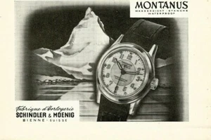 Anuncio impreso original 1948 reloj suizo suizo Montanus relojería ARTE MEDIADOS DE SIGLO - Imagen 1 de 1