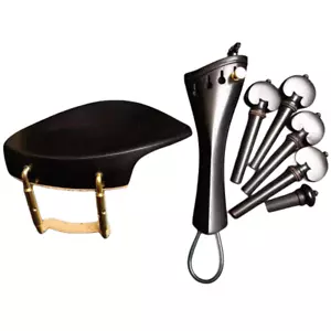 Grade A Set Violin Parts Fittings,Violin Chinrest,Fiddle Peg,New Shape Tailpiece - Picture 1 of 6