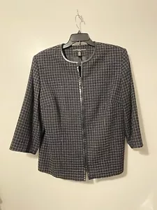 Josephine Chaus Womens Square Black Pattern Jacket Multicolor Trim Sz 20 Pre-💕 - Picture 1 of 4