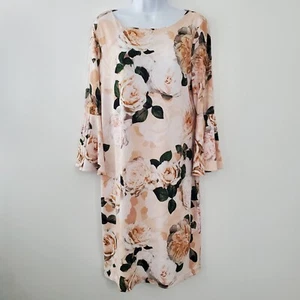 Calvin Klein Womens Pink Rose Bell SLeeve Dress Size 12 Feminine Coquette Office - Picture 1 of 8