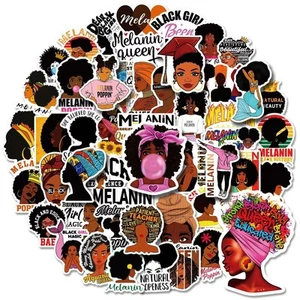 50 PCS Stikers Phone Stiker Guita Stiker Laptop Stiker-BLACK GIRL - Afbeelding 1 van 5