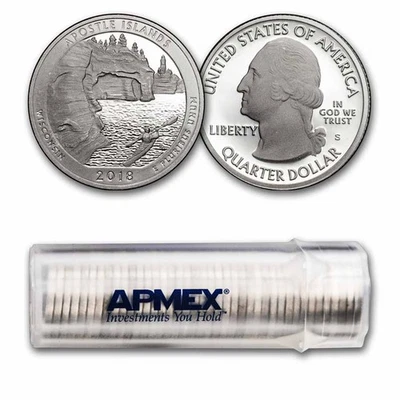 2018-S ATB Quarter Apostle Island 40-Coin Roll Proof (Silver) - Image 1 of 3