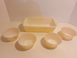 "Platos oblongos y 4 natillas Fire King Peach Lusterware vintage" - Imagen 1 de 8