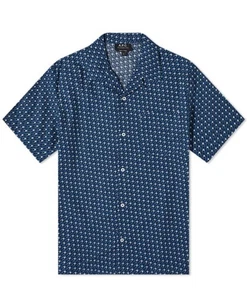 A.P.C. Camisa de manga corta con botones Lloyd para hombre en azul - Imagen 1 de 8
