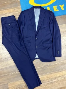 Suitsupply blau gestreifter einreihiger Anzug Latium Wolle blau Größe 46/36 - Bild 1 von 22