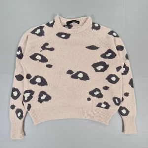 360 Cashmere Womens Jumper XS Pink 100% Cashmere Leopard Pullover Soft & Cosy - Picture 1 of 7