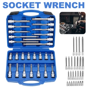 TECPO INNEN VIERTZAHN STECKSCHLÜSSEL-SATZ 1/2 ZOLL 12-KANT NUSSENSATZ 26-TEILIG - Bild 1 von 12