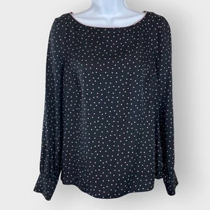NEW | Boden Womens Top | 6 | Black Pink Polka Dot | Silk Blend | Keyhole Neck - Picture 1 of 11