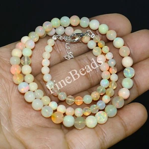 Smooth opal Beads Real Fire opal Beaded Necklace Jewelry Best Gift For Her 5443 - Picture 1 of 2