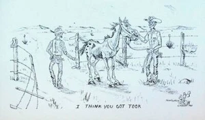 I Think You Got Took Pferd Humor Postkarte Jean Harsfield Lofink Wyoming - Bild 1 von 2