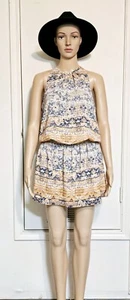 Mini Abito Donna Ramy Brook Vita Smockata Senza Maniche Giallo Multicolore S - Foto 1 di 9