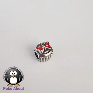 Genuine Pandora Disney Minnie Mouse Red Bow Cupcake Silver Charm 791463EN09 - Picture 1 of 9