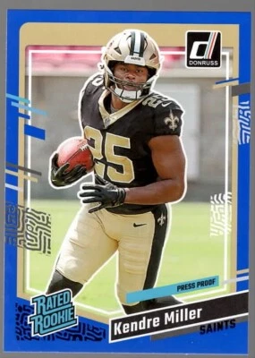 2023 Kendre Miller Donruss Football Blue Press Rated Rookie RC Saints #375 - Image 1 of 2