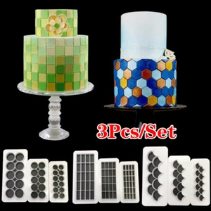 3Pcs/Set Geometric Cake Mold Plastic Cookie Fondant Cutter Tool Cake Decorating - Picture 1 of 18