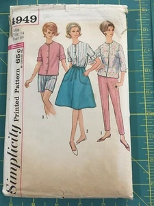 VTG Wrap Around Skirt Pattern & Slim Pants Top Simplicity UNCUT B34 - Picture 1 of 3