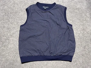 Vintage Polo Golf Ralph Lauren Grid Plaid Blue Vest Sleeveless Macau BOXY LARGE - Picture 1 of 8
