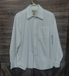 Y Chrome Shirt Mens Medium Floral Stripe Retro Long Sleeve White Small Dad Uncle - Picture 1 of 9
