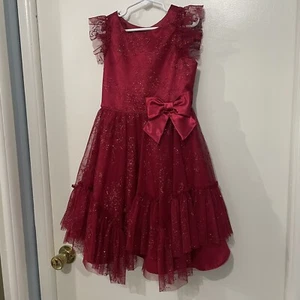 Jona Michelle Girls Dress Size 6 Red Glitter Party Dress Sparkle Christmas - Picture 1 of 18
