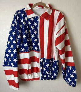 Vtg Carabella Jacket Olympics Team USA American Flag Bomber Zip Up LARGE - Picture 1 of 3