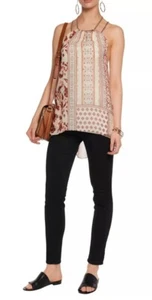 NWT BAILEY 44 Toubakal Printed Chiffon Halter Top Stamp Floral High Low Hem XS - Picture 1 of 4