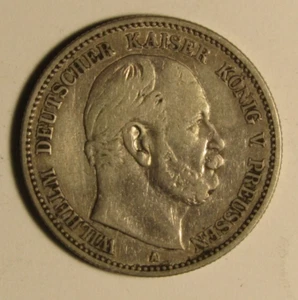 1877 A Germany (Prussia) 2 Marks - William I Silver KM#506 - Picture 1 of 2