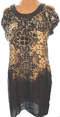 Vestido túnica Andrew Marc talla 6 seda hombro frío estampado floral Foto 1 de 3